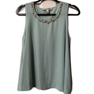 Forever21 Pearl Neckline Blue Sleeveless Blouse Size Medium Womens